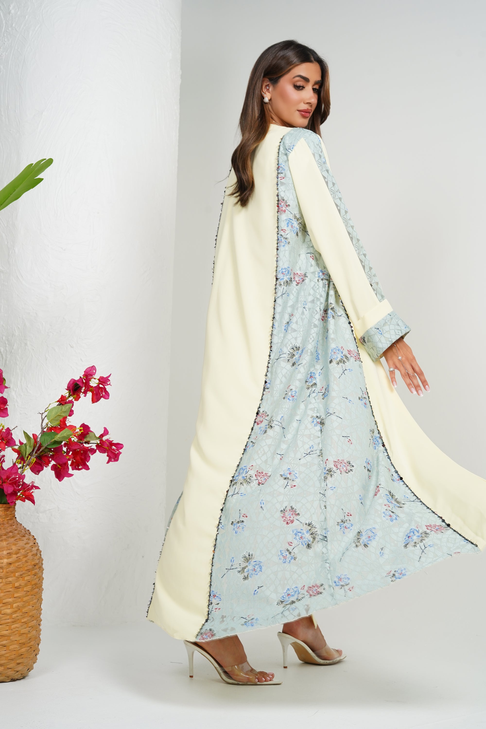 R212 Light  Beige  Abaya Set