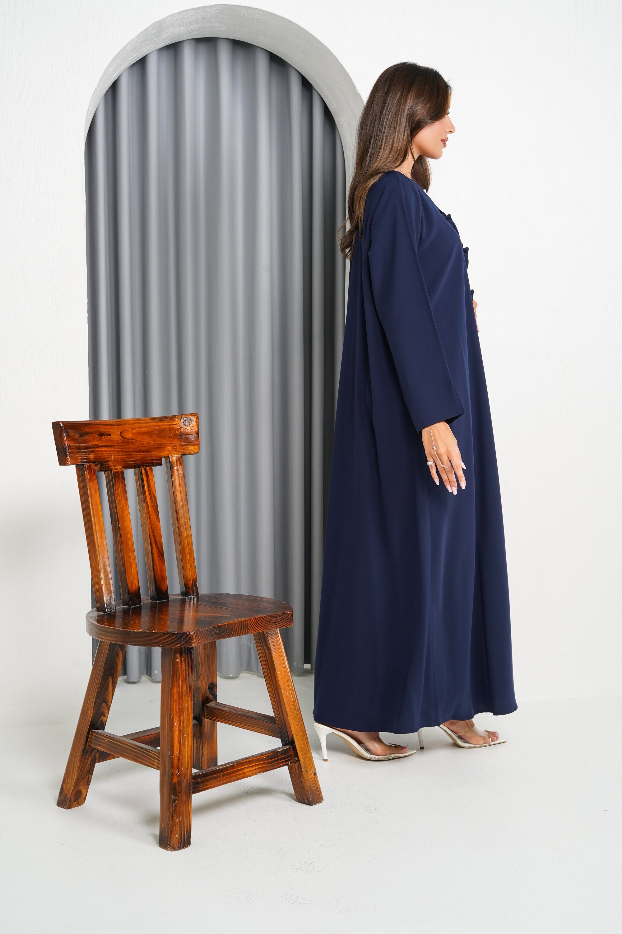 R213 Blue cutting Model Abaya Set