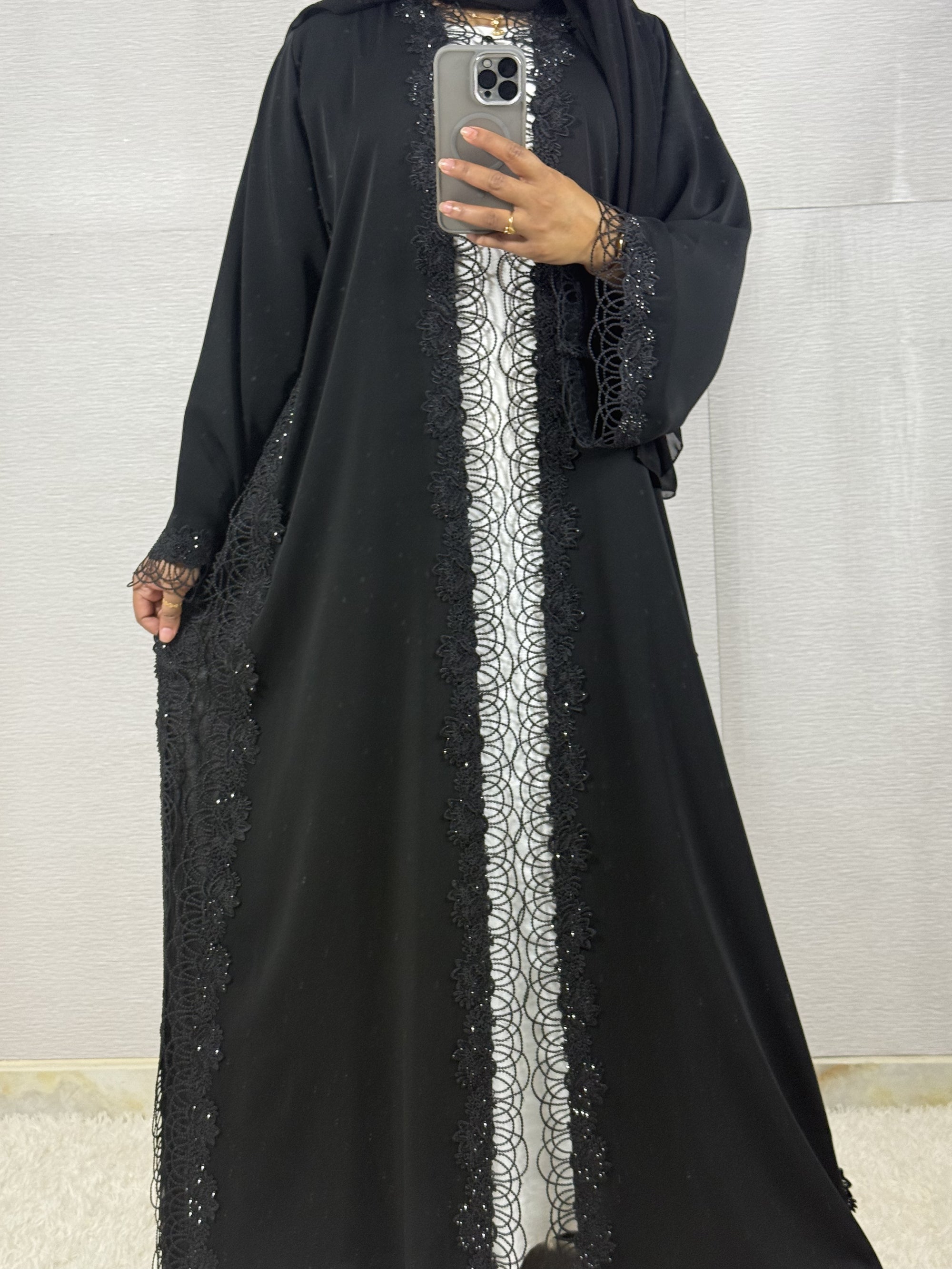 R006 Black Abaya Set