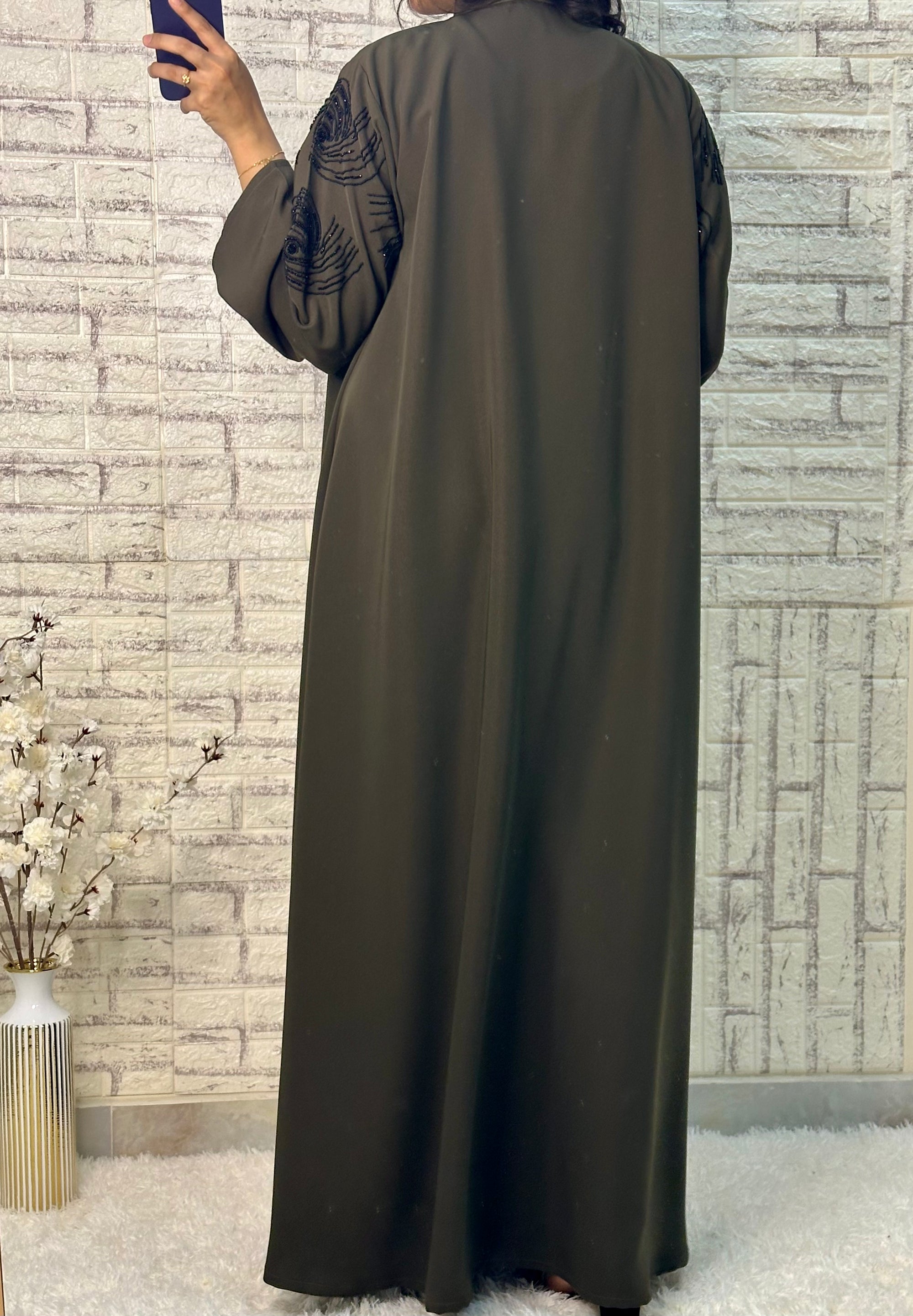 طقم عباية باربي زيتوني R018