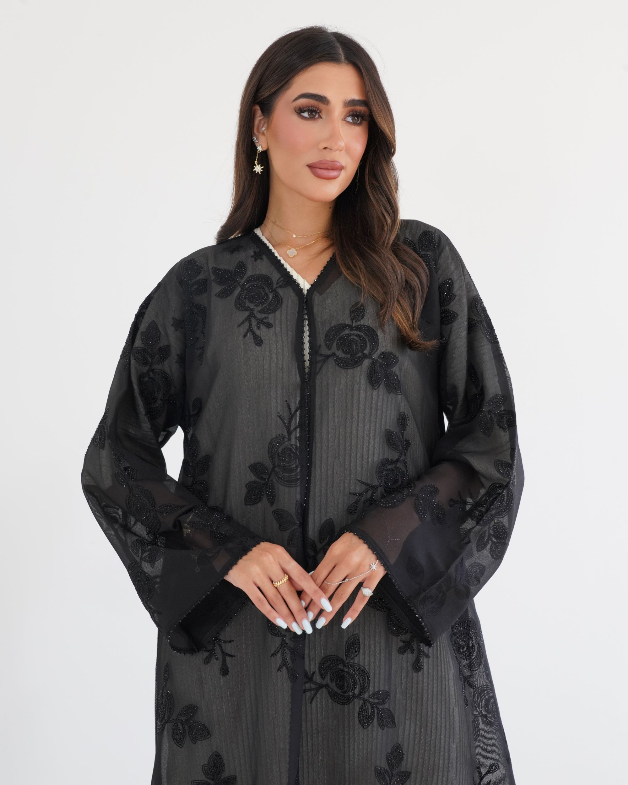 R116 Black Elegant Abaya Set
