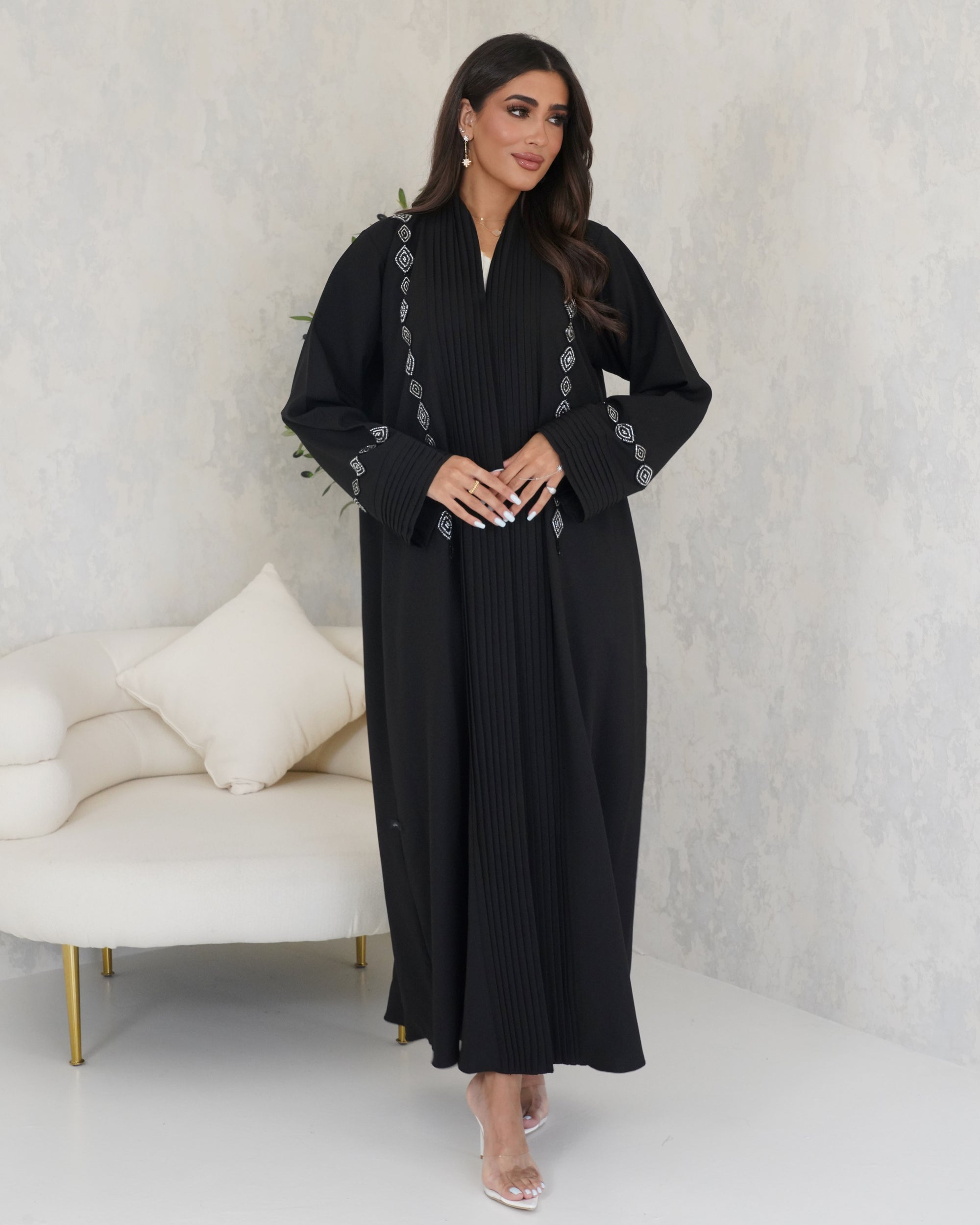 R126 Black classic Abaya Set
