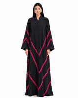 Buy Black Abaya R356 - Burgundy Lace - Rutba Fashion Abaya