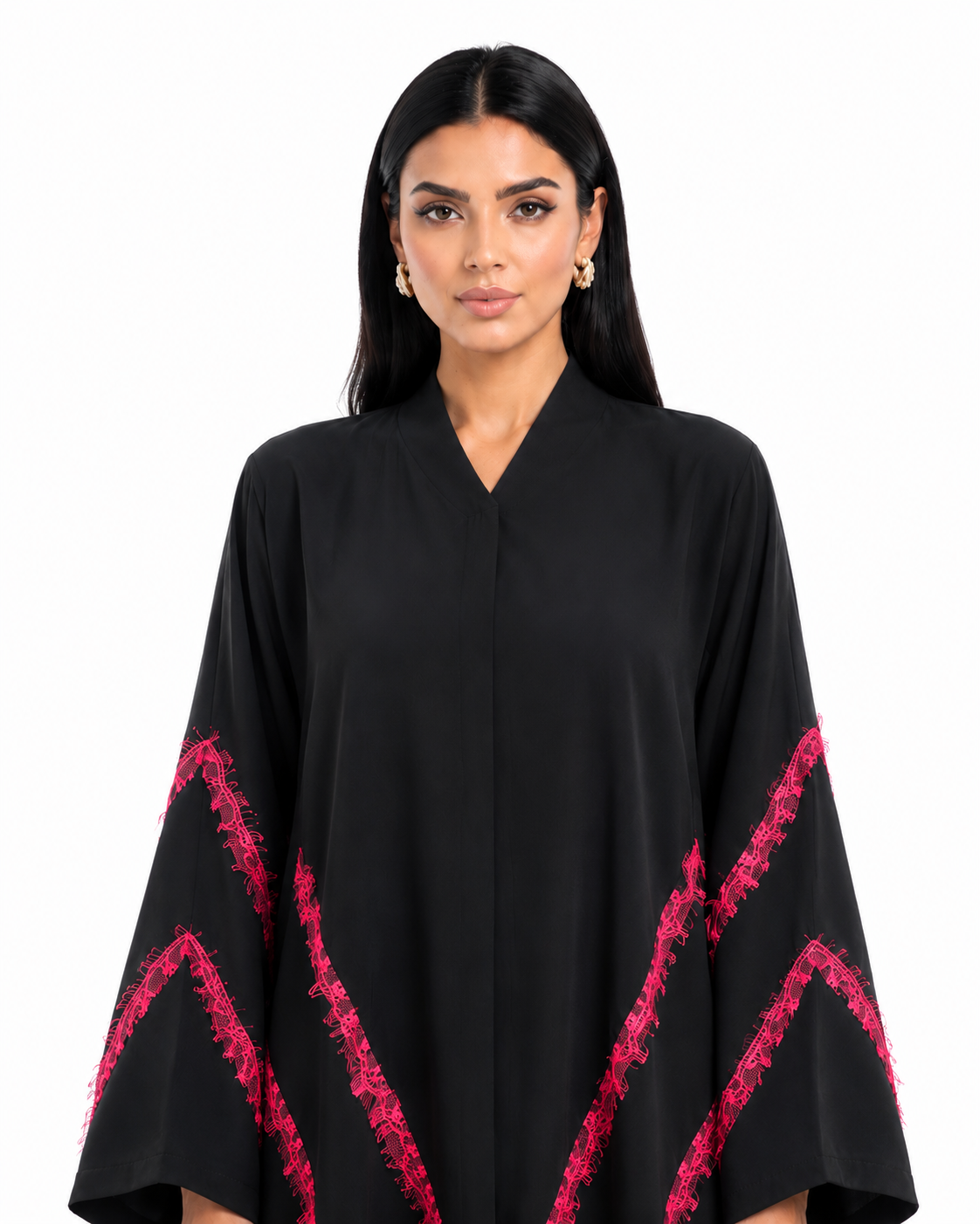 Buy Black Abaya R356 - Burgundy Lace - Rutba Fashion Abaya