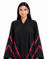Buy Black Abaya R356 - Burgundy Lace - Rutba Fashion Abaya