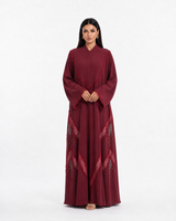 Buy Burgundy Beaded Abaya R358 - Lace Abaya - Rutba Fashion Abaya