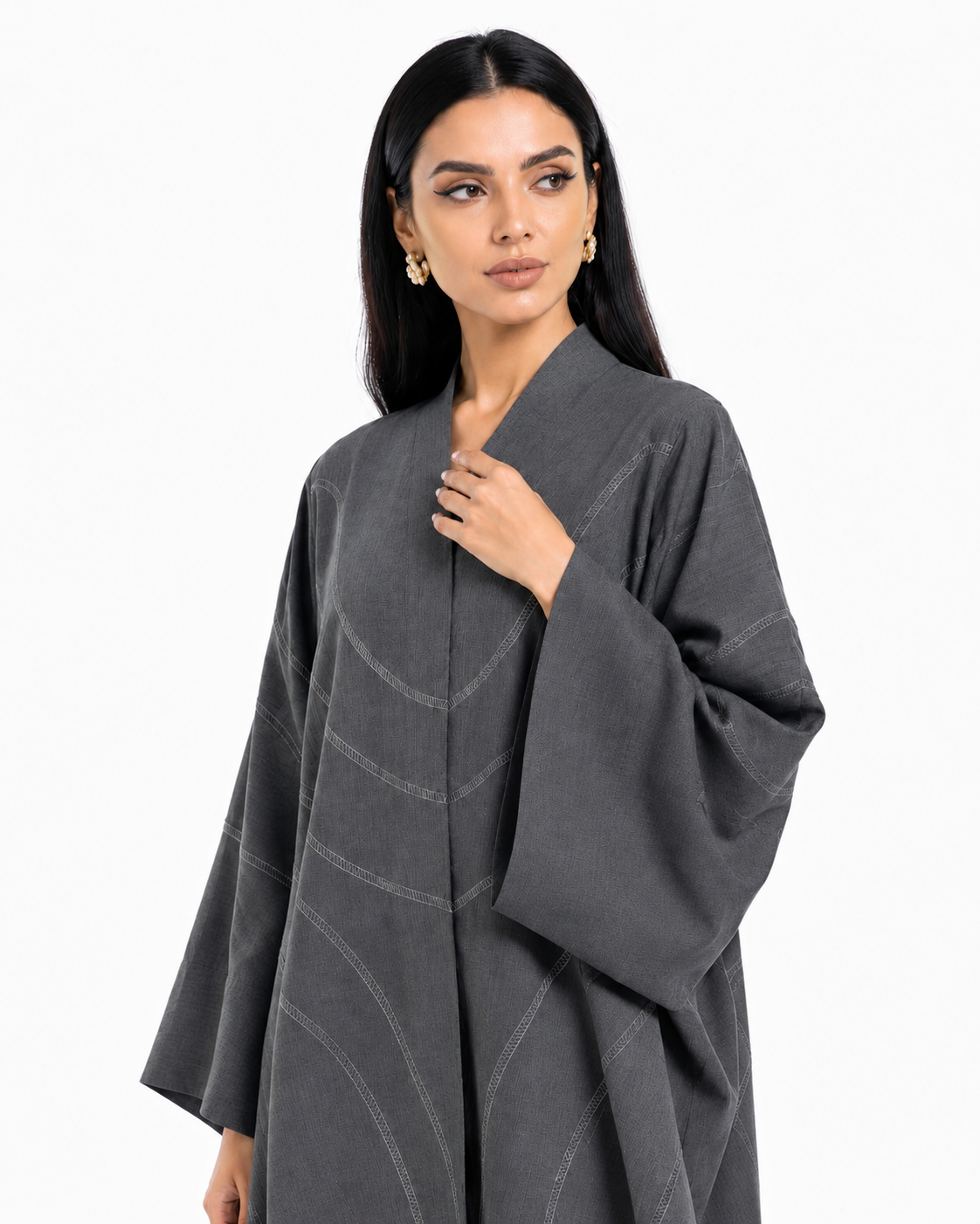 Buy Grey Embroidery Abaya R355 - Summer - Rutba Fashion Abaya