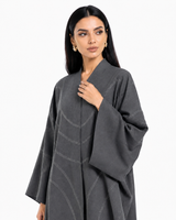 Buy Grey Embroidery Abaya R355 - Summer - Rutba Fashion Abaya