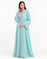 Buy Mint Aqua Abaya R360 - Floral Lace - Rutba Fashion Abaya