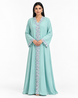Buy Mint Aqua Abaya R360 - Floral Lace - Rutba Fashion Abaya