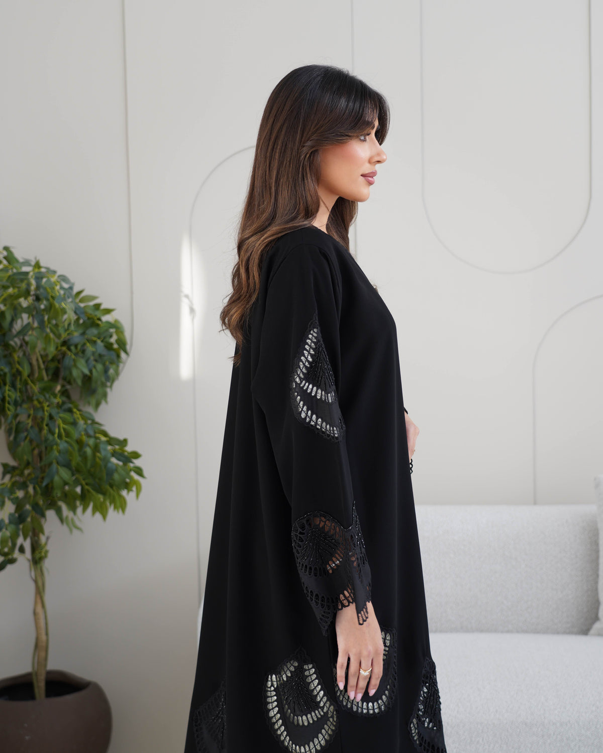 R233 Black Classic Abaya Set