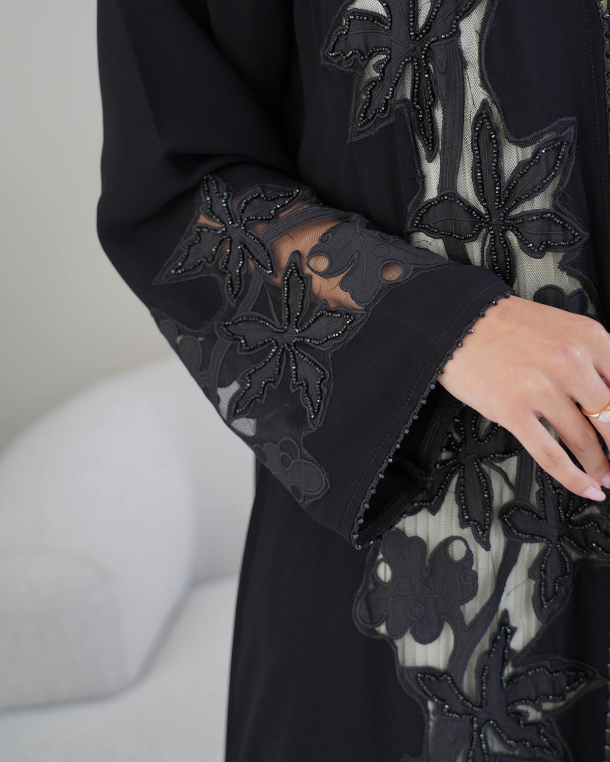 R234Black Dantel Summer Collection Abaya
