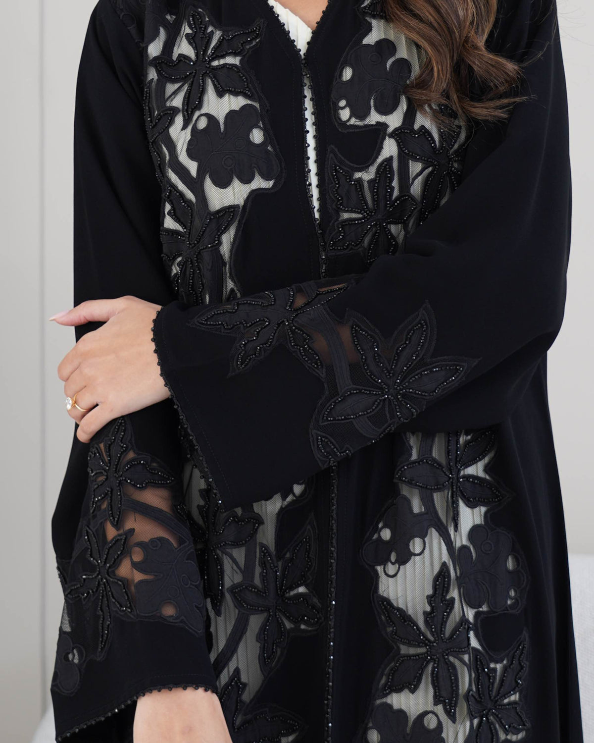 R234Black Dantel Summer Collection Abaya