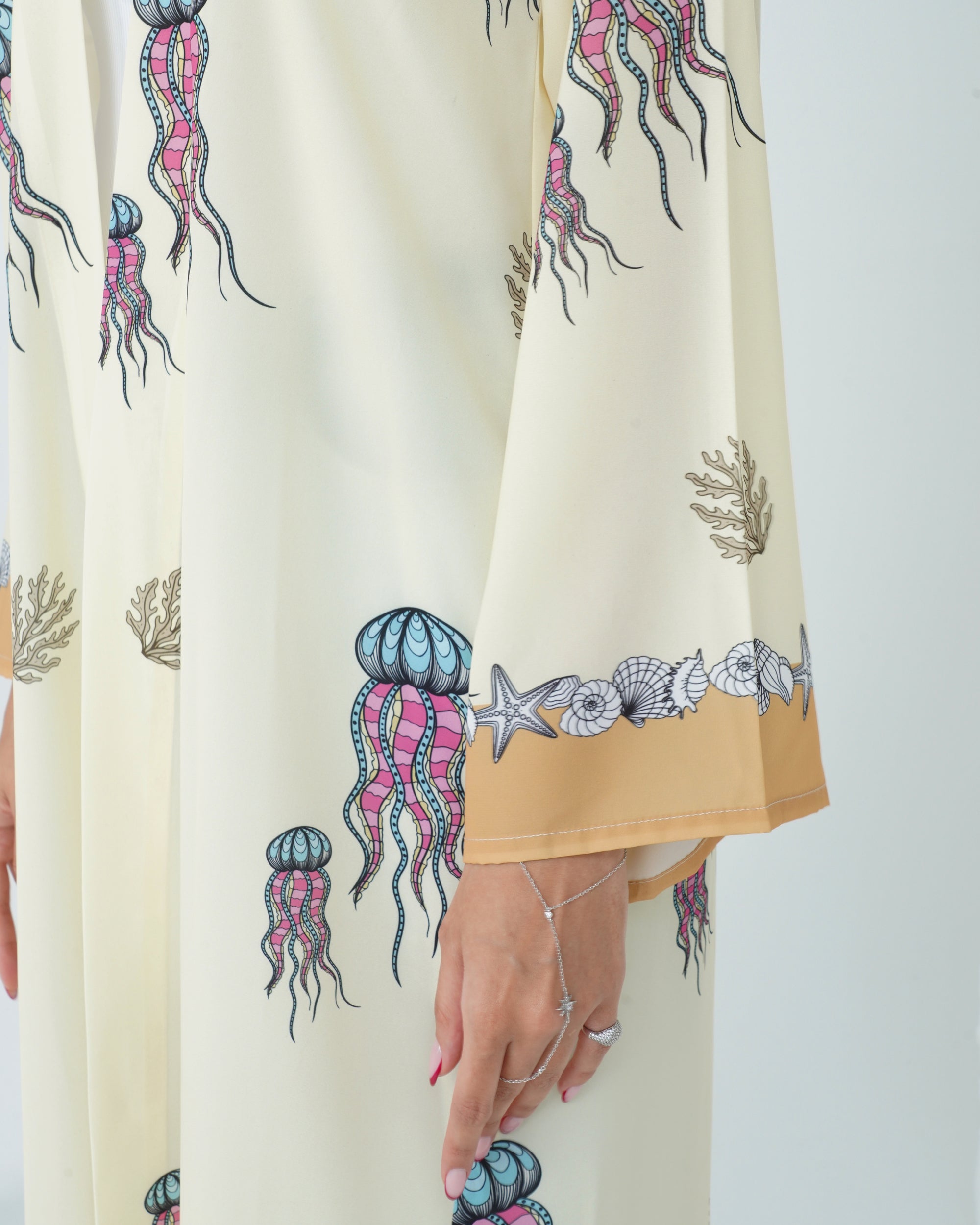R162 the ocean printed summer wear  Abaya Set