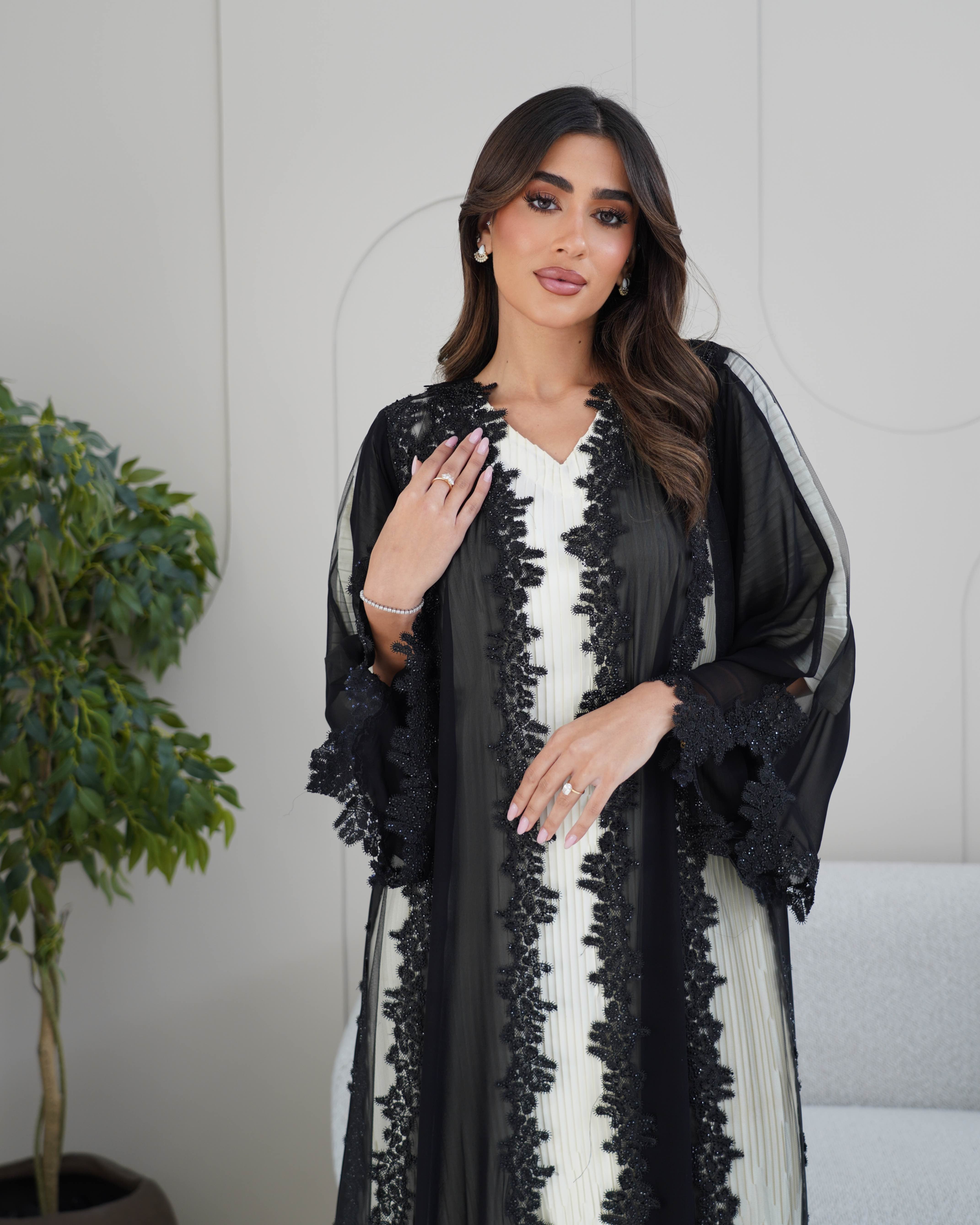 R237 Luxurious Chiffon summer Collection BlackAbaya
