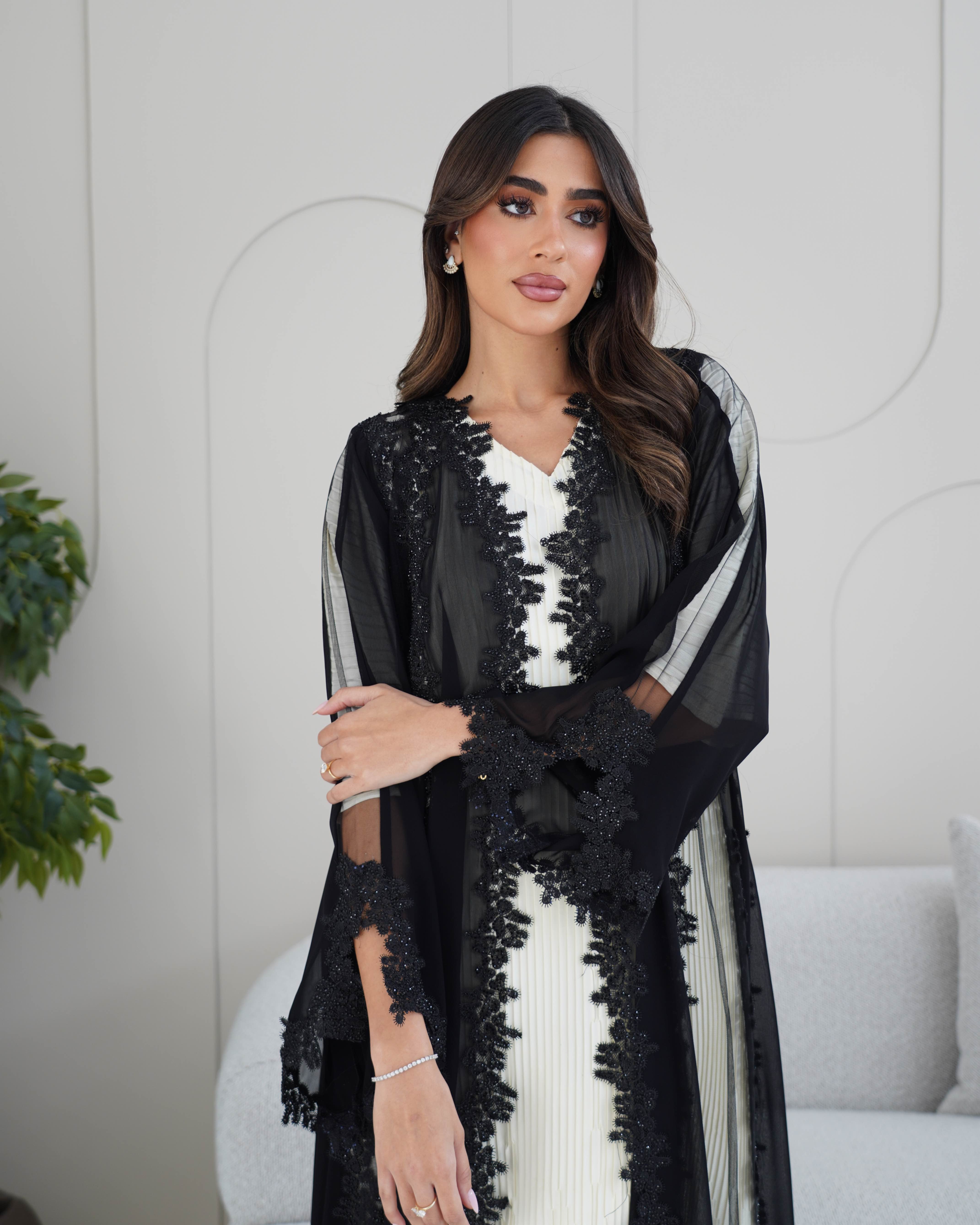 R237 Luxurious Chiffon summer Collection BlackAbaya