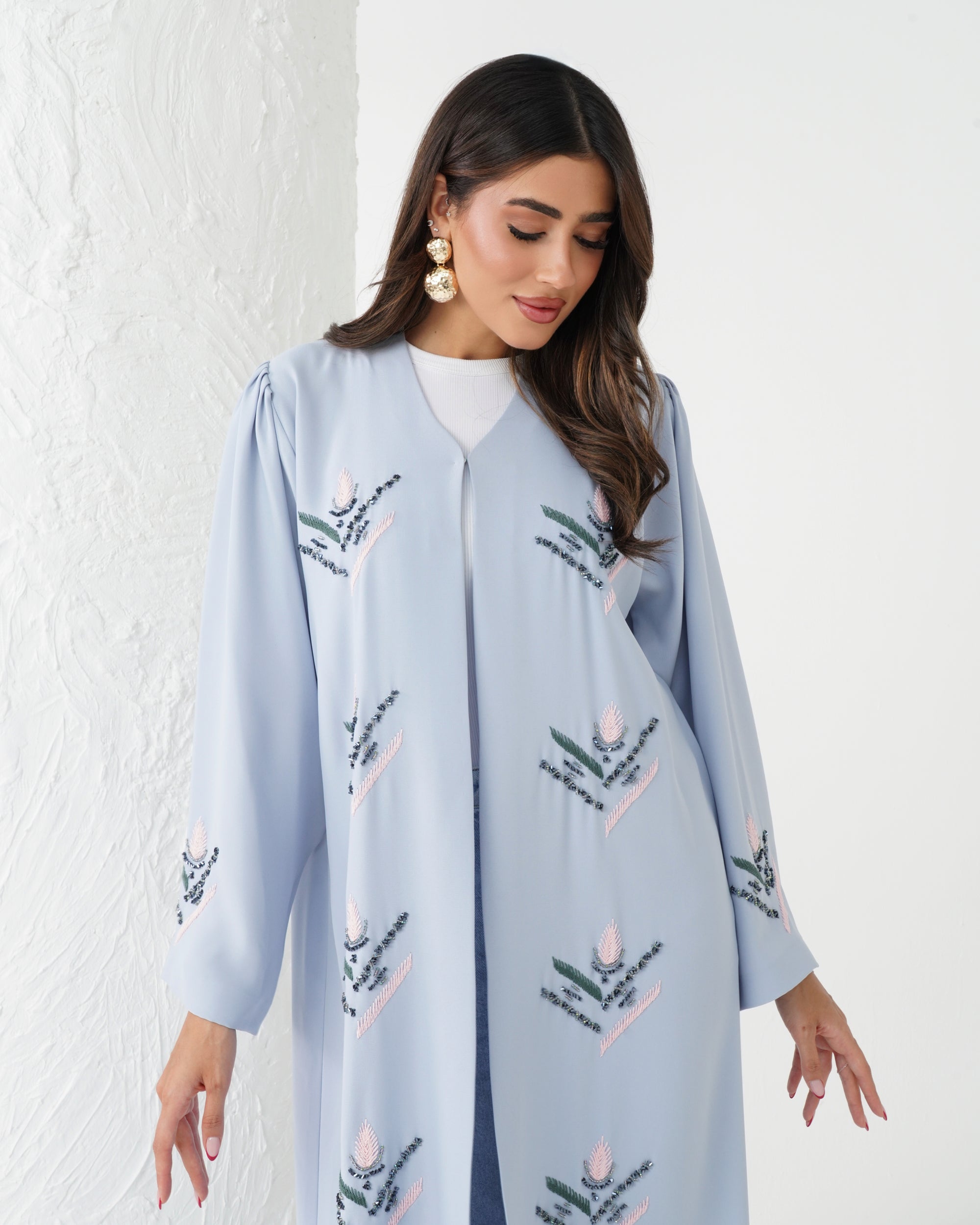 R177  Travel wear Sky blue  Abaya Set