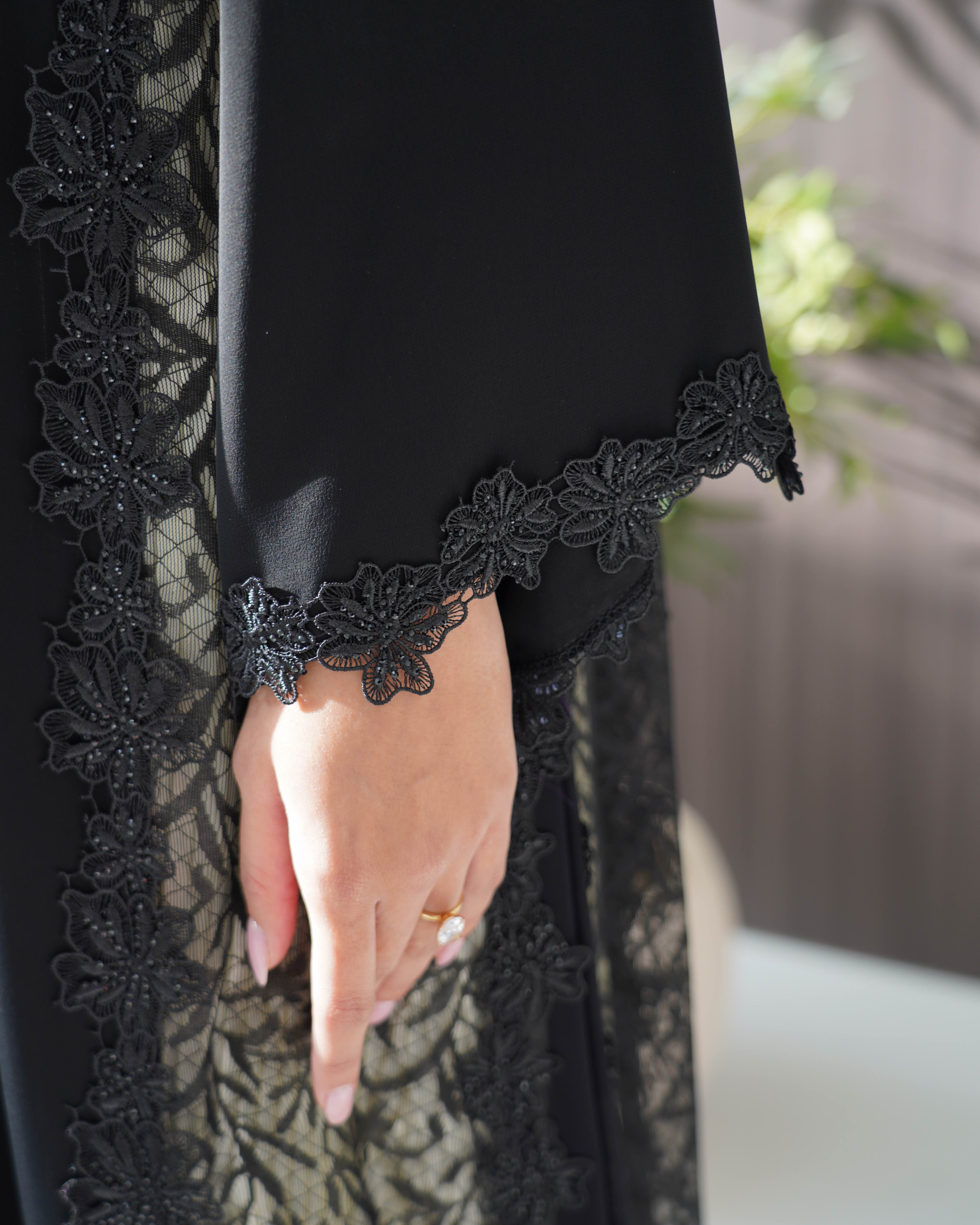 R243 Cutting Model Black Abaya for Eid Collection