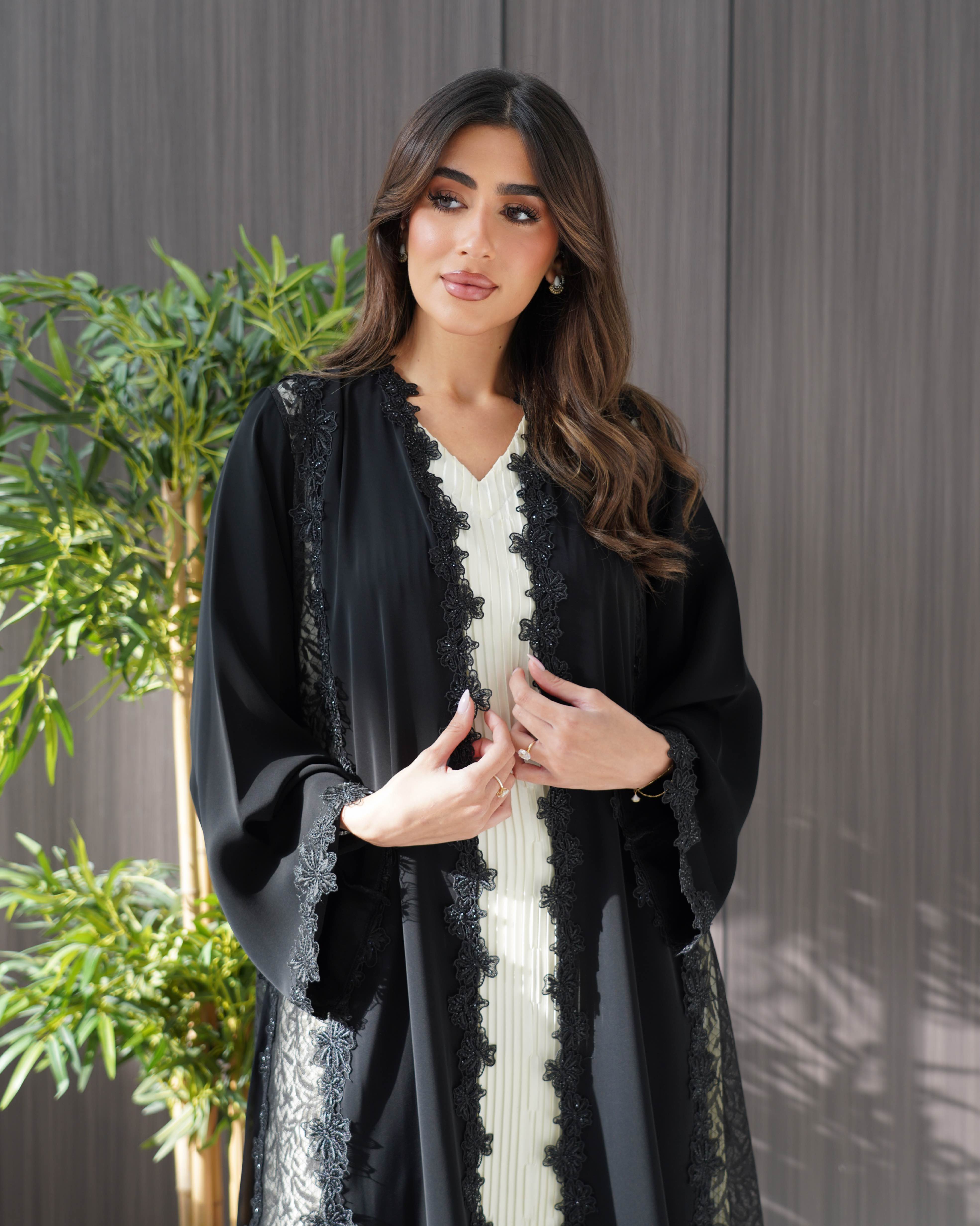 R243 Cutting Model Black Abaya for Eid Collection