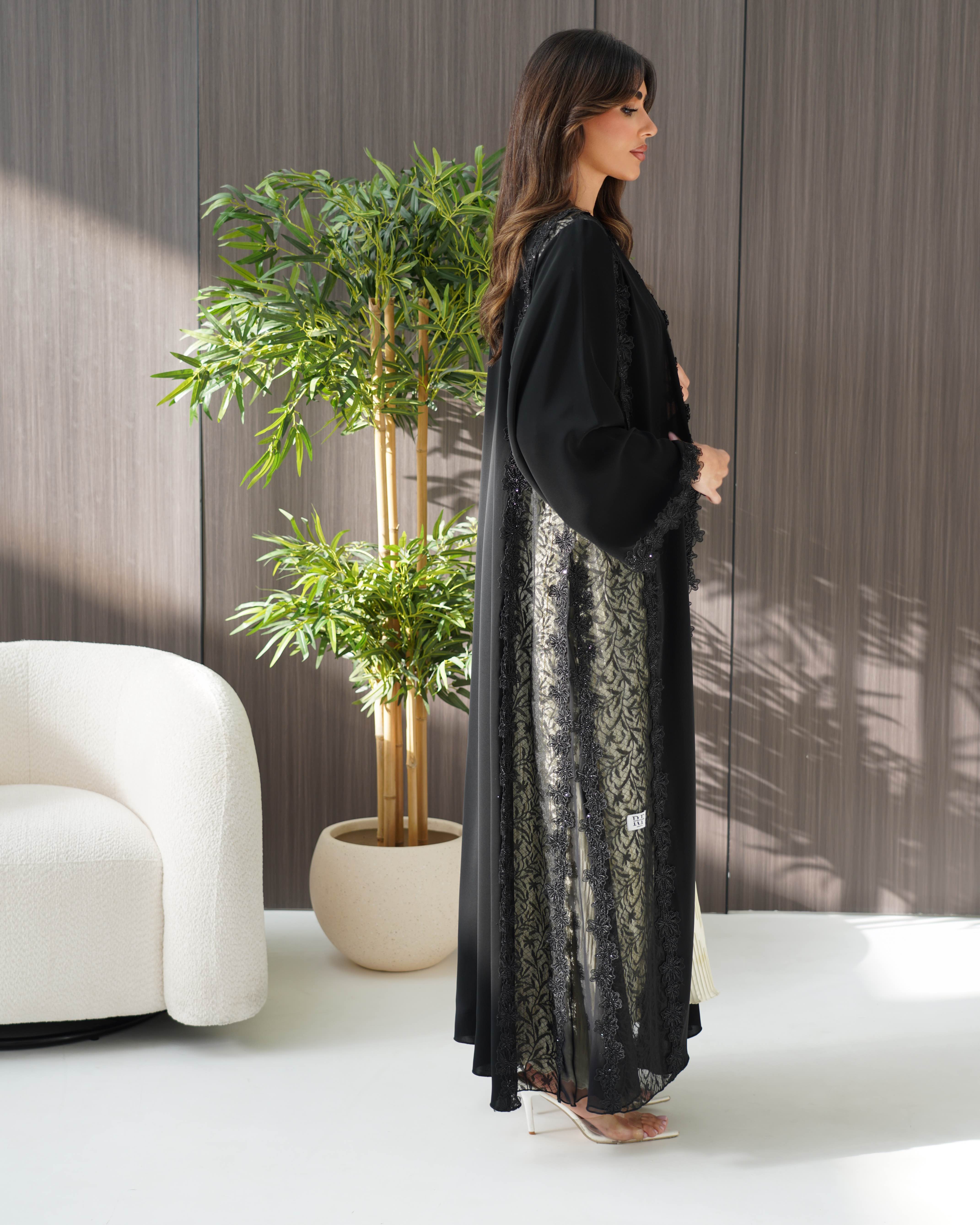 R243 Cutting Model Black Abaya for Eid Collection