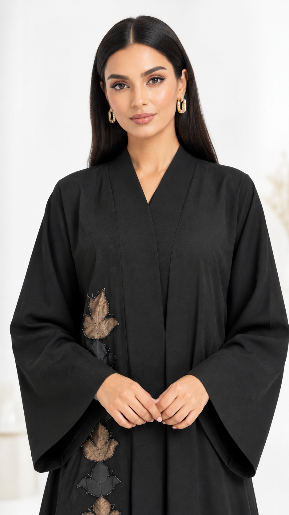 Leaf & Beadwork Office Abaya R 373 | Rutba Fashion Abaya