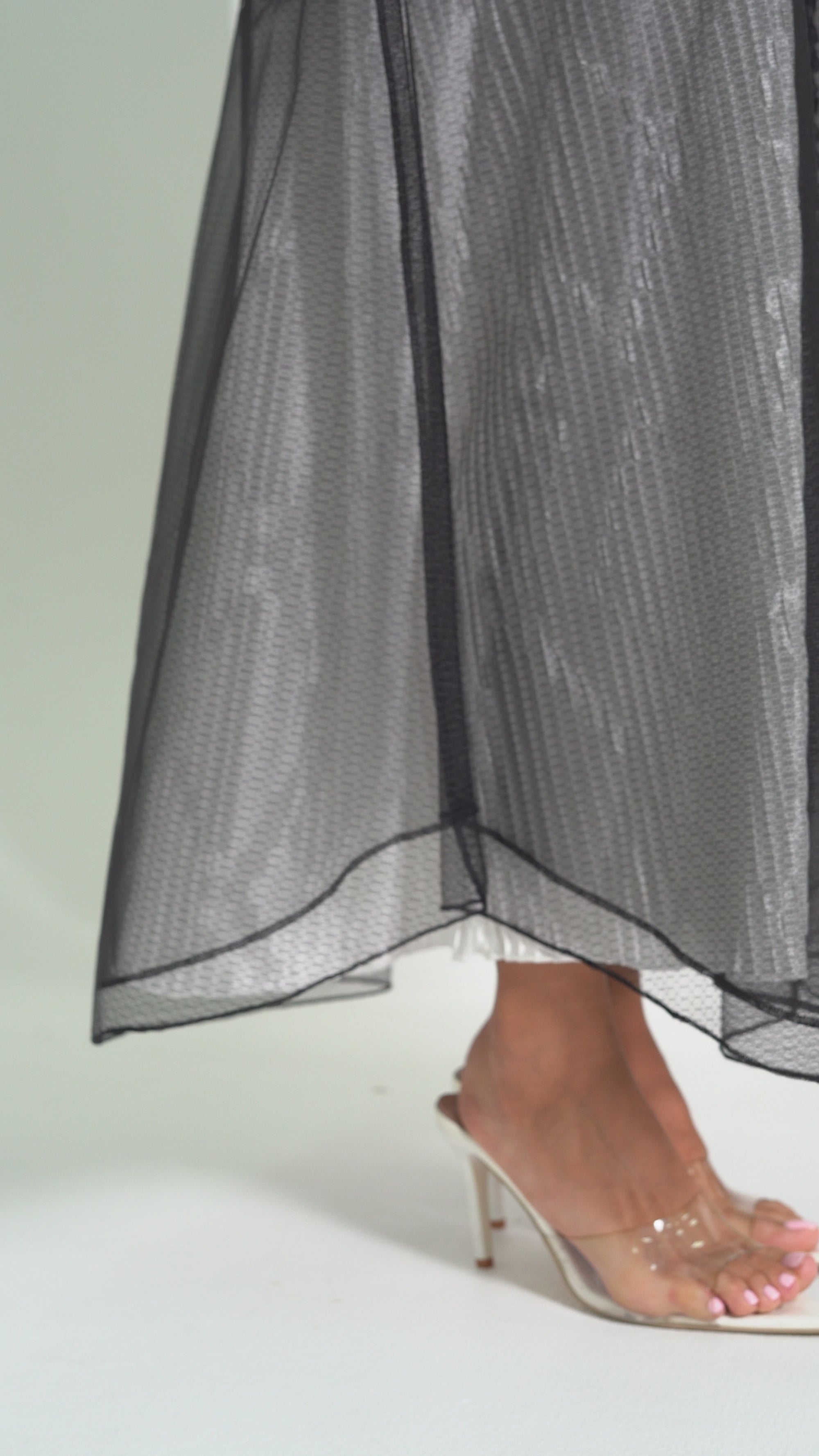 R221 Black wedding and party Designer Abaya Set