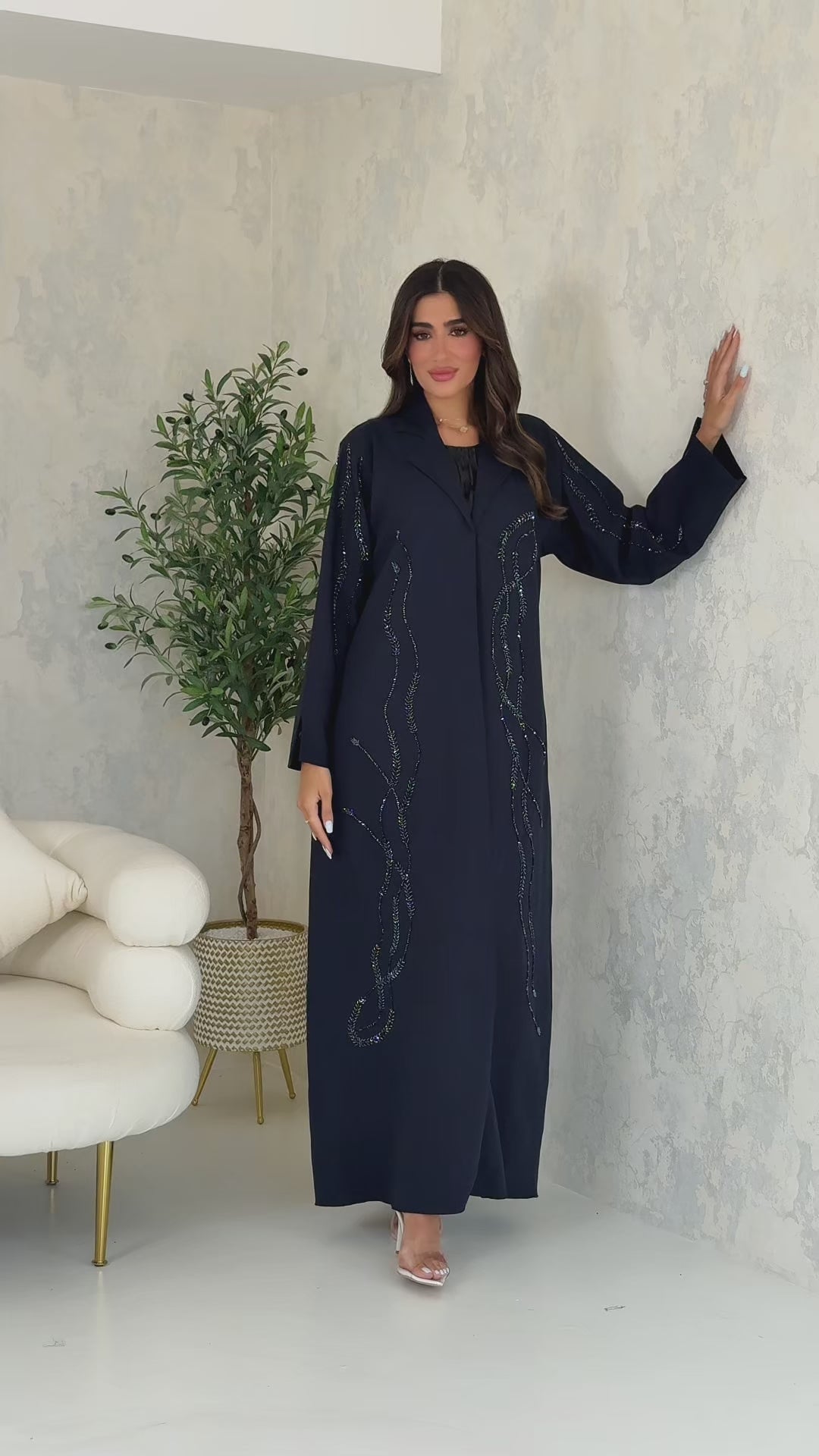 R100  Blue Abaya Set