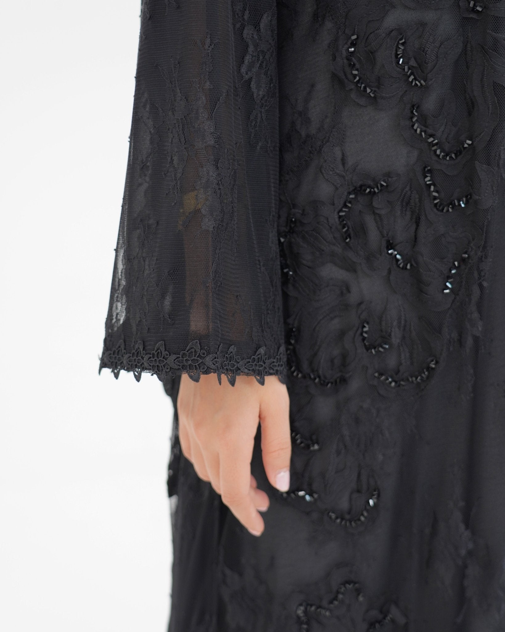 R 333 Black 3D LaserCut Floral Dantel Abaya Abaya for Women UAE – Abaya – Rutba Fashion Abaya