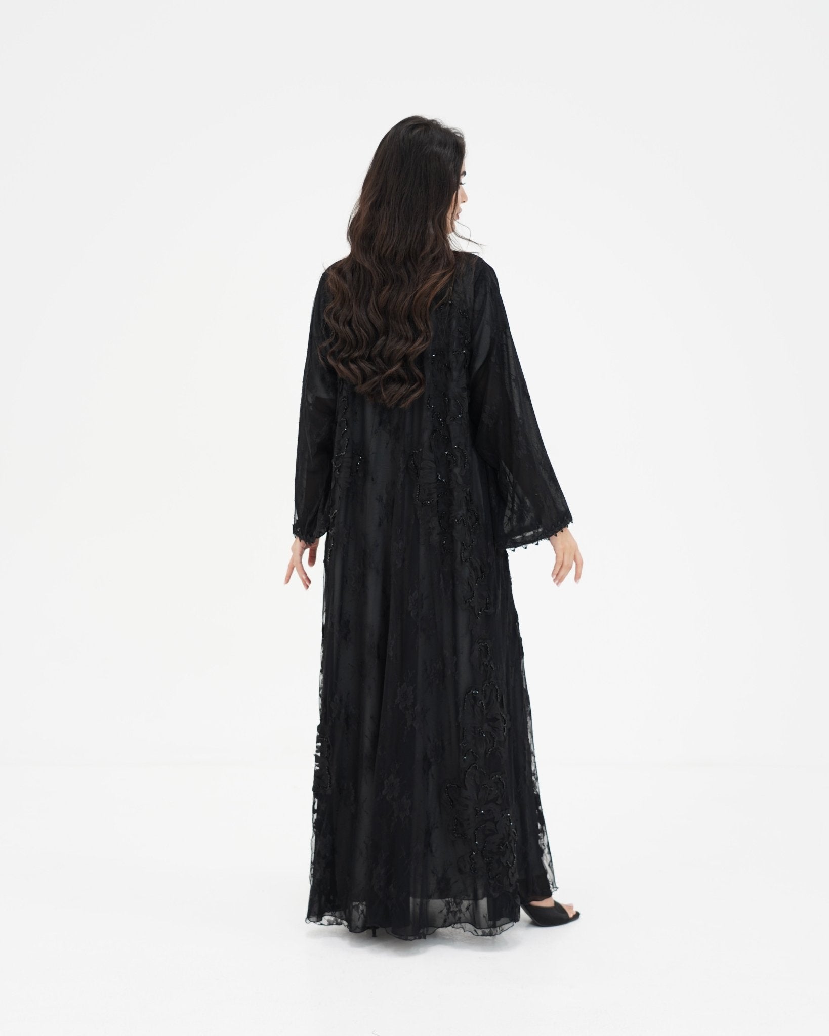 R 333 Black 3D LaserCut Floral Dantel Abaya Abaya for Women UAE – Abaya – Rutba Fashion Abaya