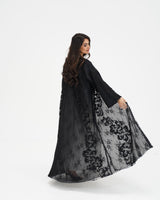 R 333 Black 3D LaserCut Floral Dantel Abaya Abaya for Women UAE – Abaya – Rutba Fashion Abaya