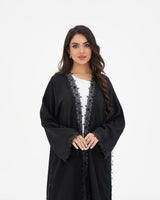 R 334 Black 3D LaserCut Floral Lace Abaya Abaya for Women UAE – Abaya – Rutba Fashion Abaya