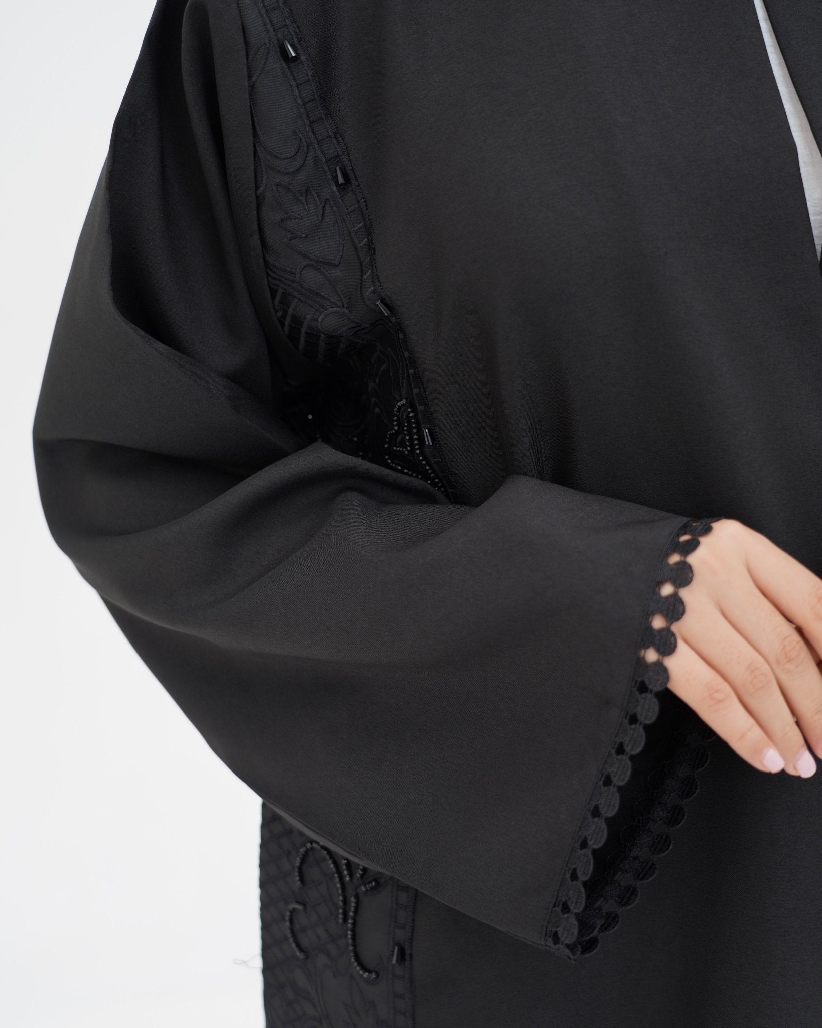 R 335 Black Premium Embroidery Abaya Abaya for Women UAE – Abaya – Rutba Fashion Abaya