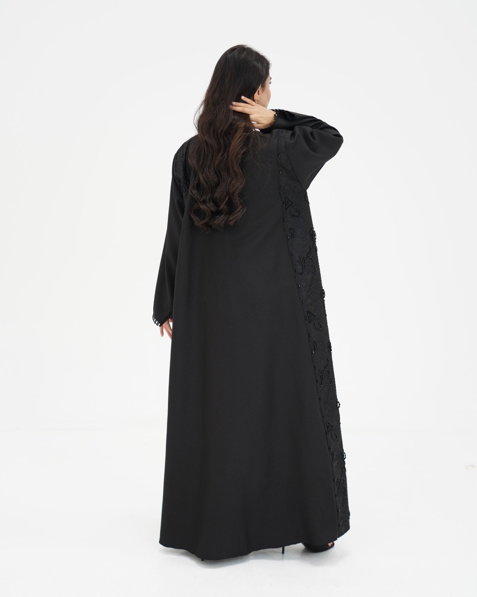 R 335 Black Premium Embroidery Abaya Abaya for Women UAE – Abaya – Rutba Fashion Abaya