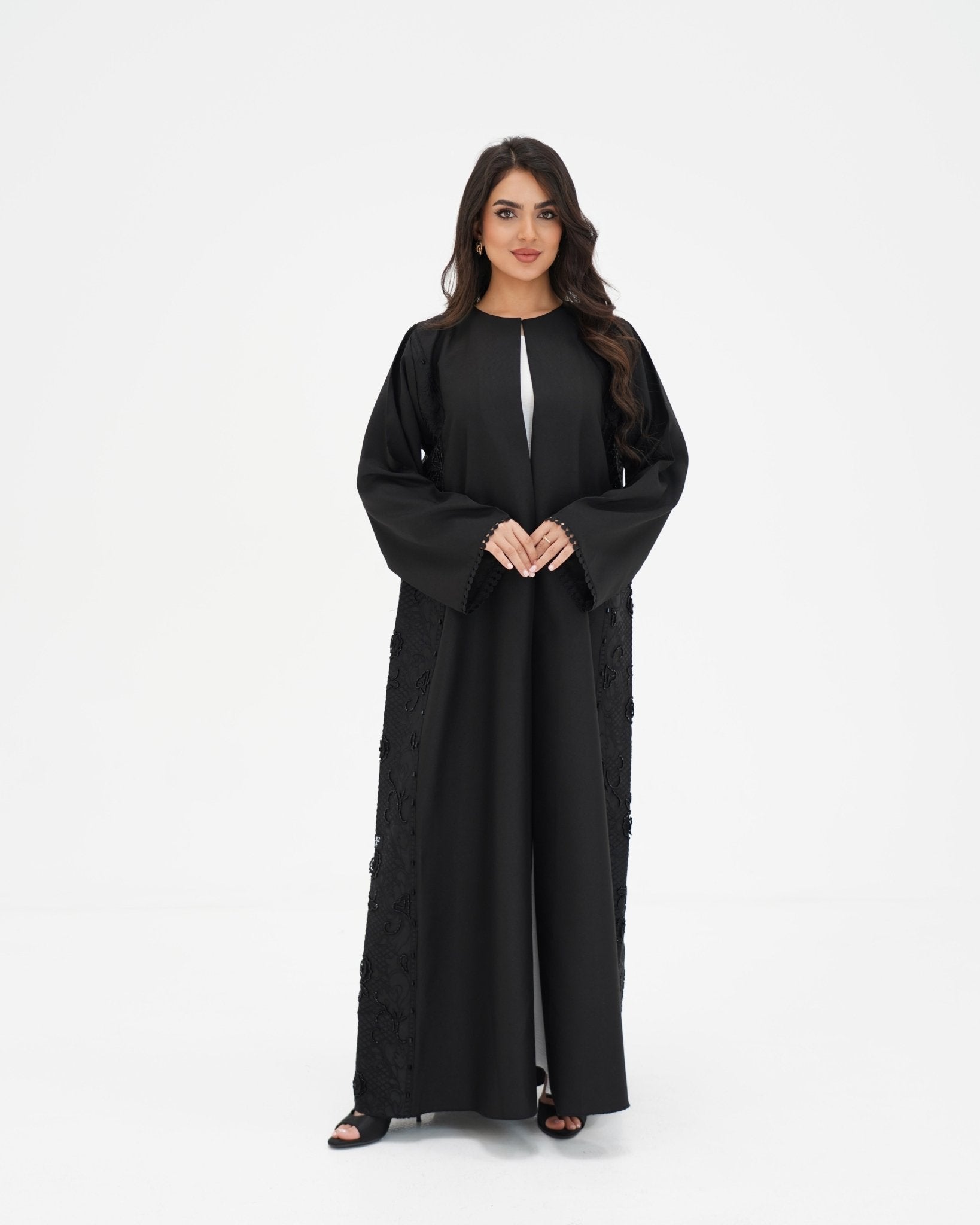 R 335 Black Premium Embroidery Abaya Abaya for Women UAE – Abaya – Rutba Fashion Abaya
