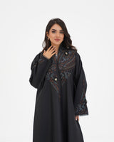 R 336 Black Premium Tartiz (Embroidery) Abaya Abaya for Women UAE – Abaya – Rutba Fashion Abaya