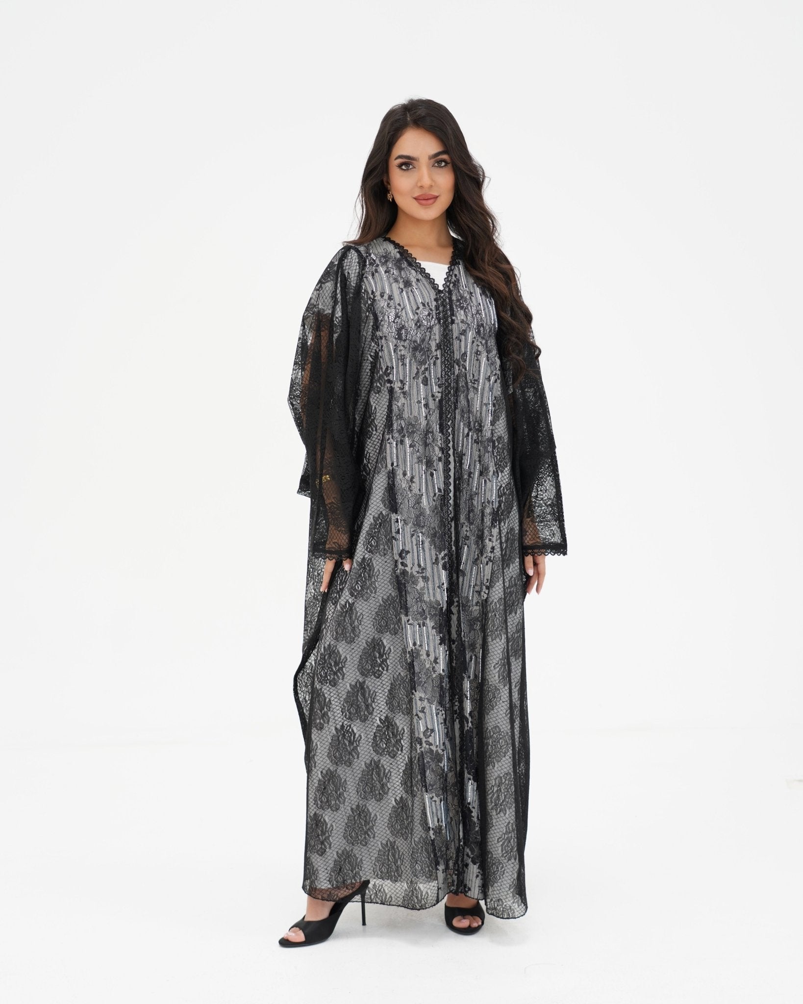 R 337 Black Dantel Abaya Abaya for Women UAE – Abaya – Rutba Fashion Abaya