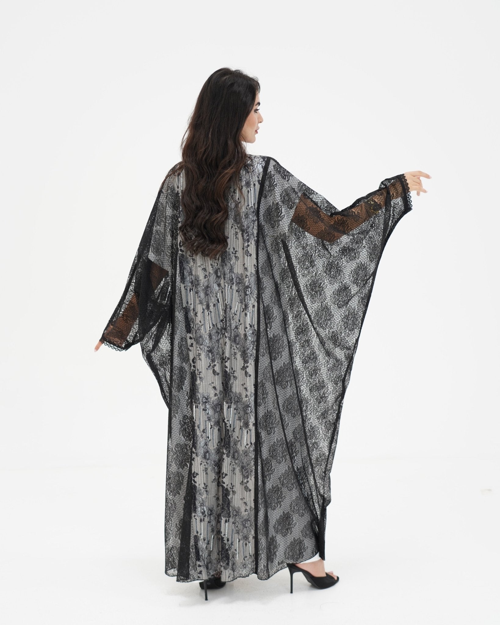 R 337 Black Dantel Abaya Abaya for Women UAE – Abaya – Rutba Fashion Abaya
