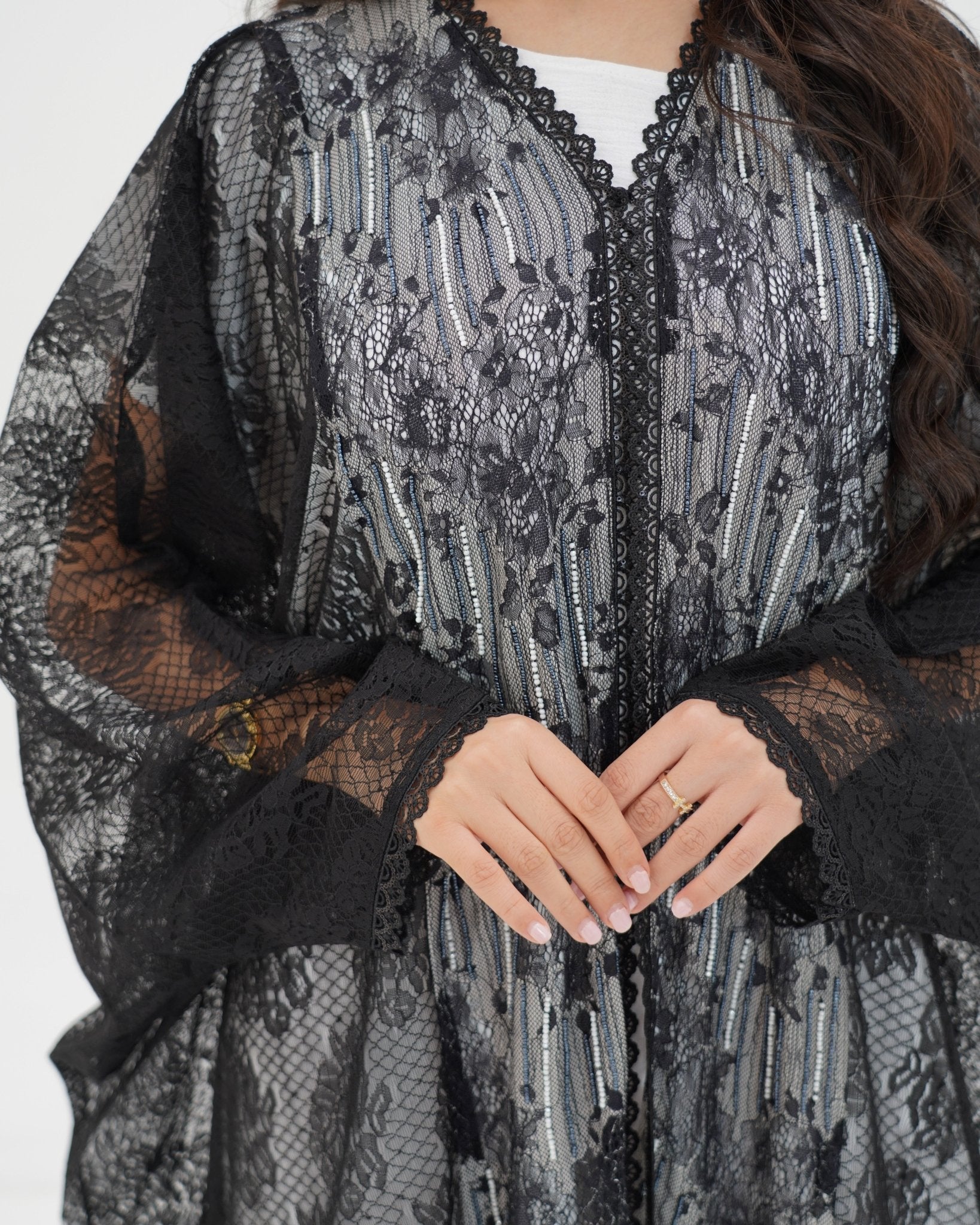 R 337 Black Dantel Abaya Abaya for Women UAE – Abaya – Rutba Fashion Abaya