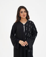 R 338 Black Abaya with White Beadwork Abaya for Women UAE – Abaya – Rutba Fashion Abaya