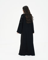 R 338 Black Abaya with White Beadwork Abaya for Women UAE – Abaya – Rutba Fashion Abaya