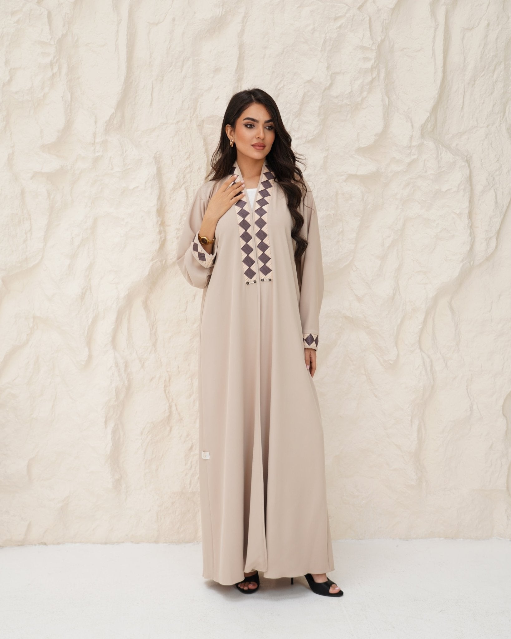 R 340 Beige Abaya Abaya for Women UAE – Abaya – Rutba Fashion Abaya