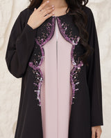 R 341 Black Pink Two-Tone Abaya Abaya for Women UAE – Abaya – Rutba Fashion Abaya