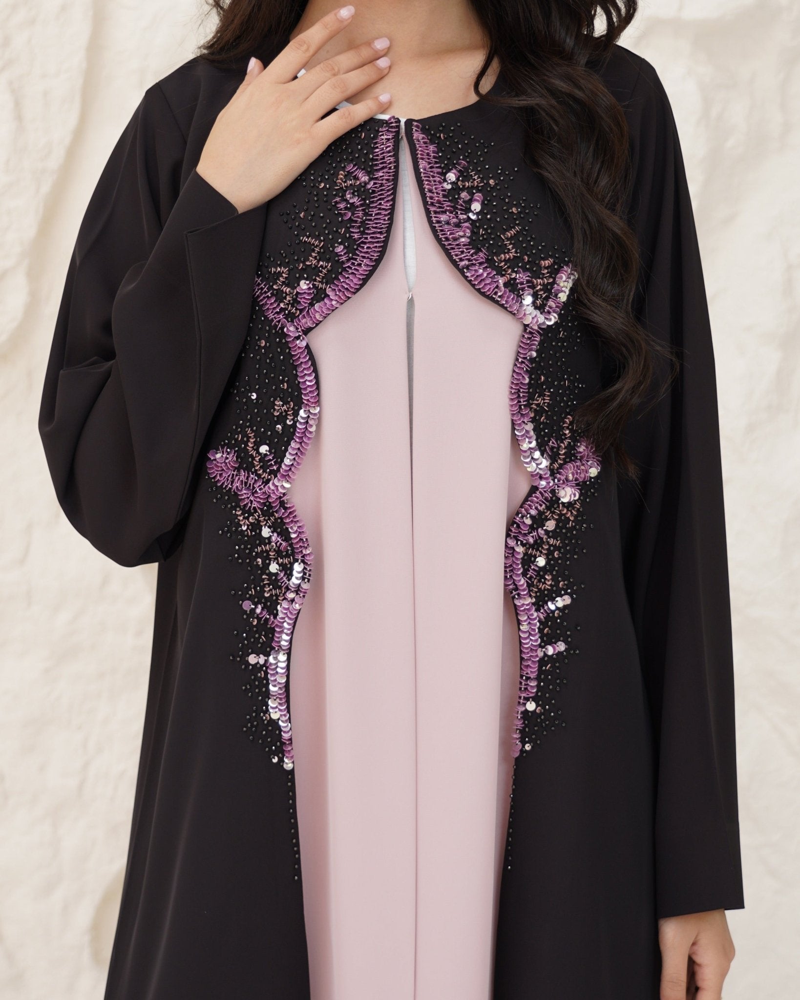 R 341 Black Pink Two-Tone Abaya Abaya for Women UAE – Abaya – Rutba Fashion Abaya