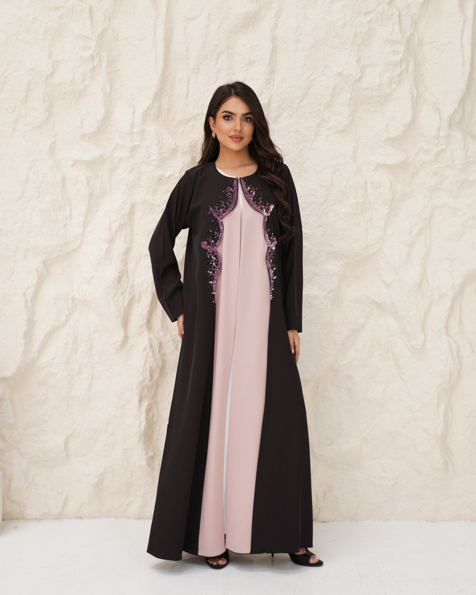 R 341 Black Pink Two-Tone Abaya Abaya for Women UAE – Abaya – Rutba Fashion Abaya