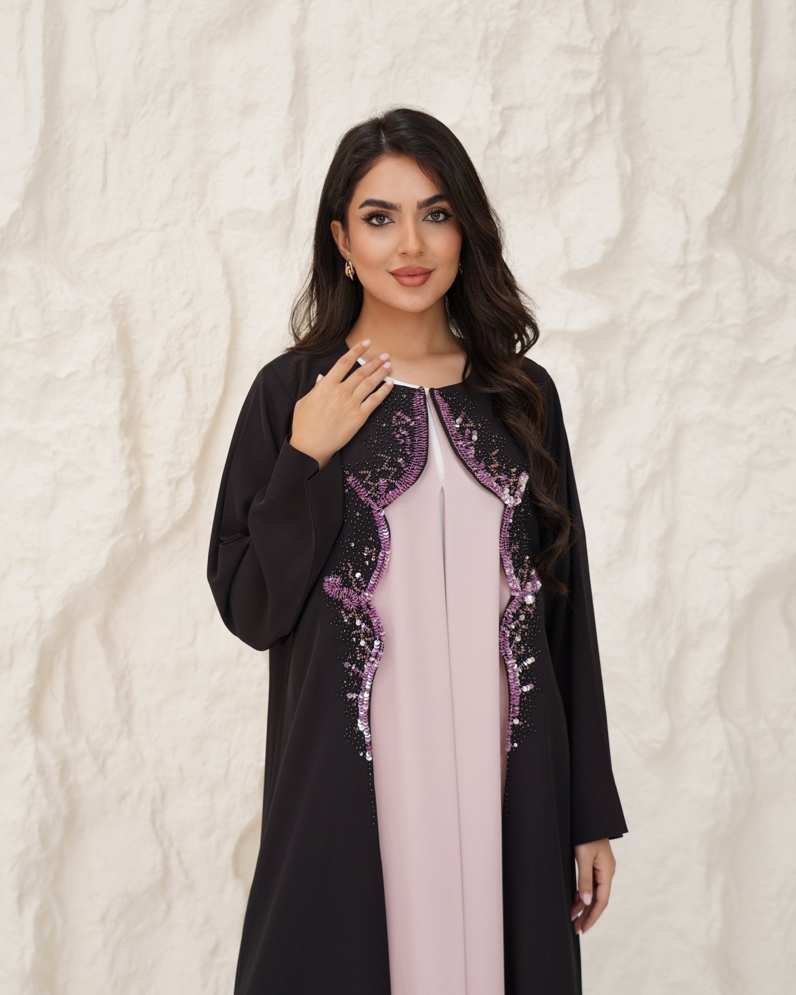 R 341 Black Pink Two-Tone Abaya Abaya for Women UAE – Abaya – Rutba Fashion Abaya