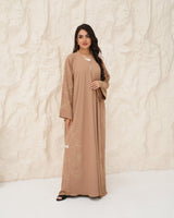R 343 Light Brown Premium Aari 3D Embroidery Abaya Abaya for Women UAE – Abaya – Rutba Fashion Abaya