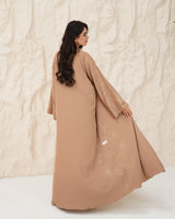 R 343 Light Brown Premium Aari 3D Embroidery Abaya Abaya for Women UAE – Abaya – Rutba Fashion Abaya