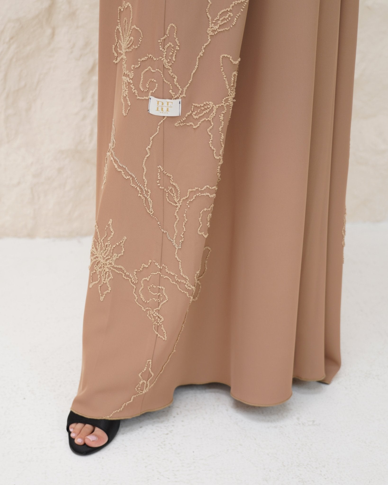 R 343 Light Brown Premium Aari 3D Embroidery Abaya Abaya for Women UAE – Abaya – Rutba Fashion Abaya