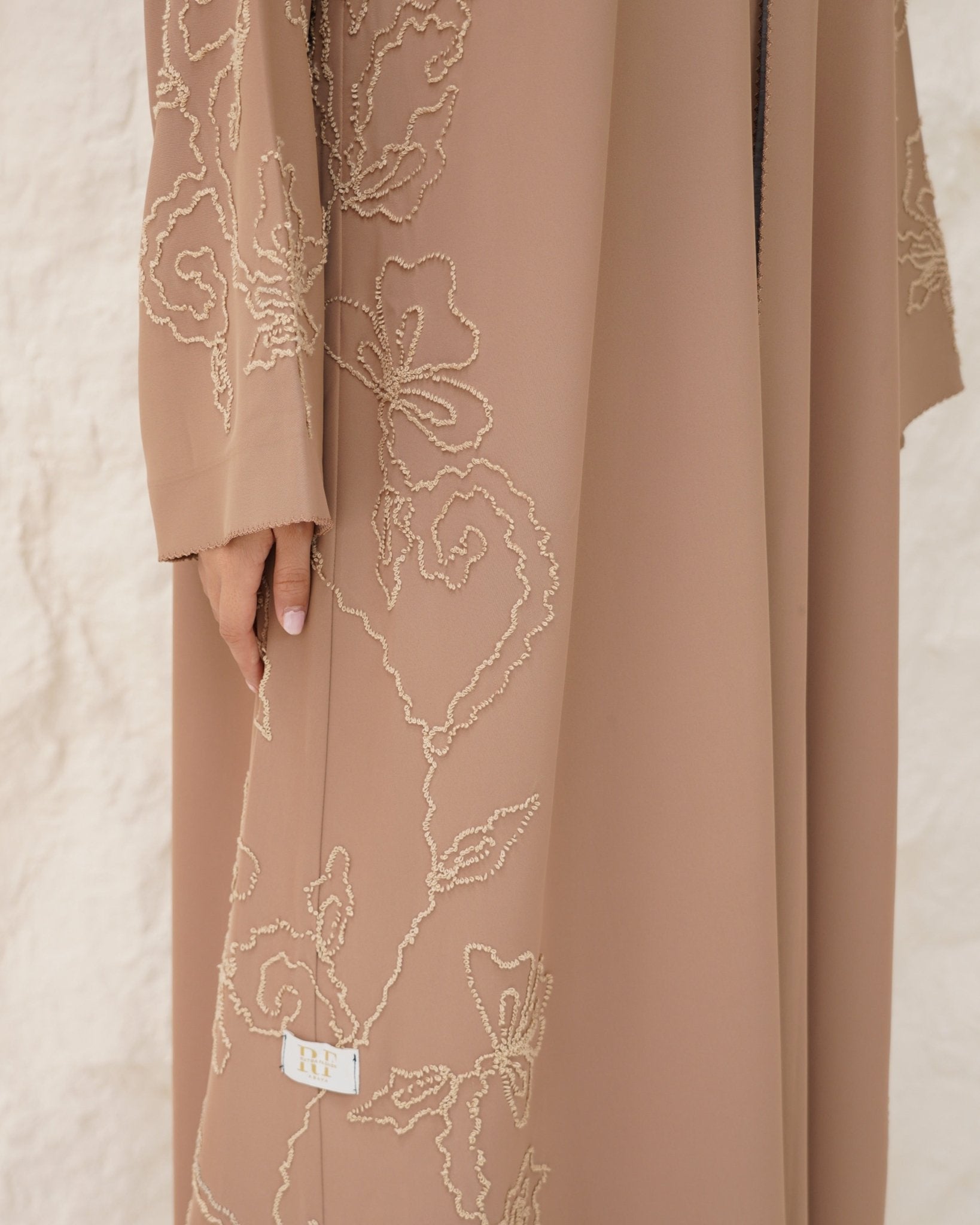 R 343 Light Brown Premium Aari 3D Embroidery Abaya Abaya for Women UAE – Abaya – Rutba Fashion Abaya