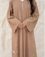 R 343 Light Brown Premium Aari 3D Embroidery Abaya Abaya for Women UAE – Abaya – Rutba Fashion Abaya